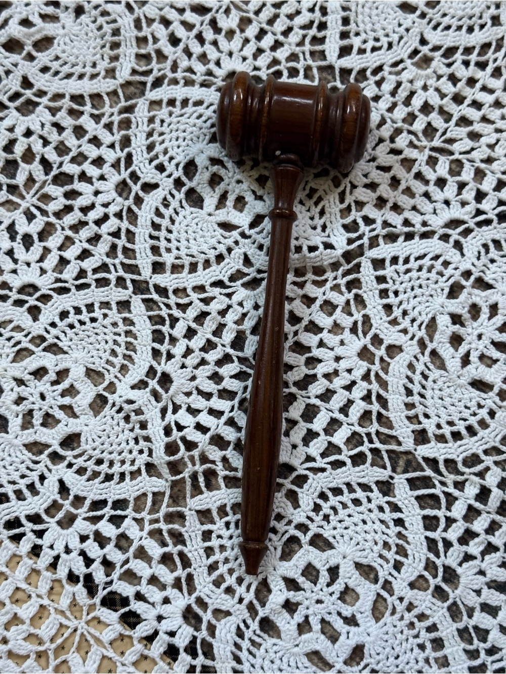 Vintage Wooden Judge’s Gavel Dark Wood 10” Decorative Legal Office Decor
